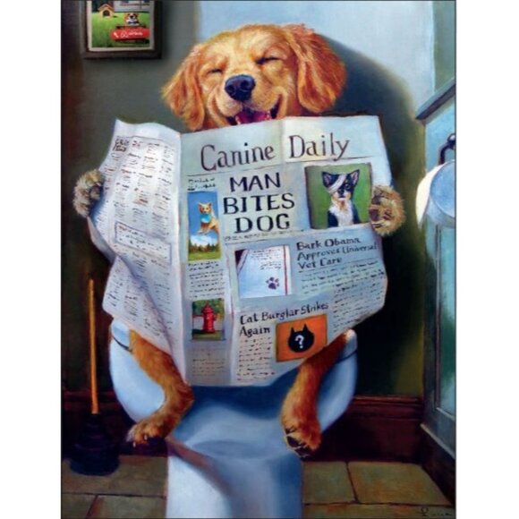 World's Most Beautiful Other - World's Most Beautiful Jigsaw Puzzle Dog Newspaper Bathroom 750 pc 75 x 50 CM